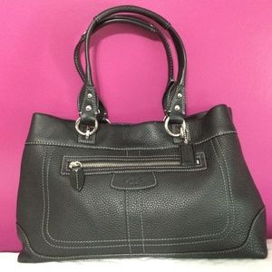 Coach Penelope Black Pebbled Leather Carryall Tote